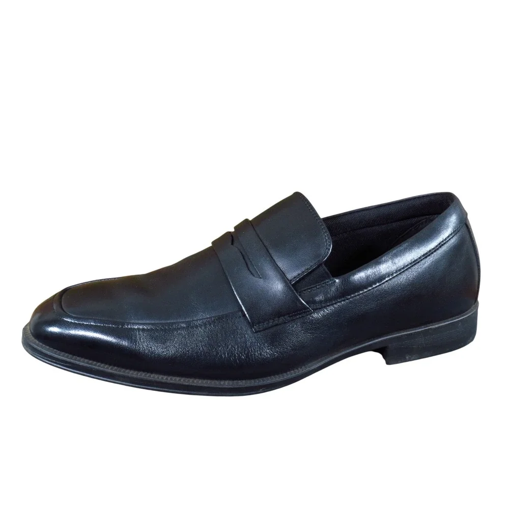 Obermain Sprung Mens Penny Loafer Shoes 11.5 Extra Wide Dress Black Leather
